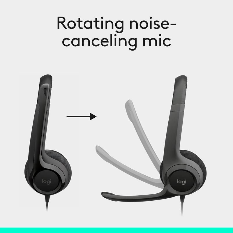 H390 Wired USB Headset for PC/Laptop, Noise Cancelling Mic, Chromebook USB-A2