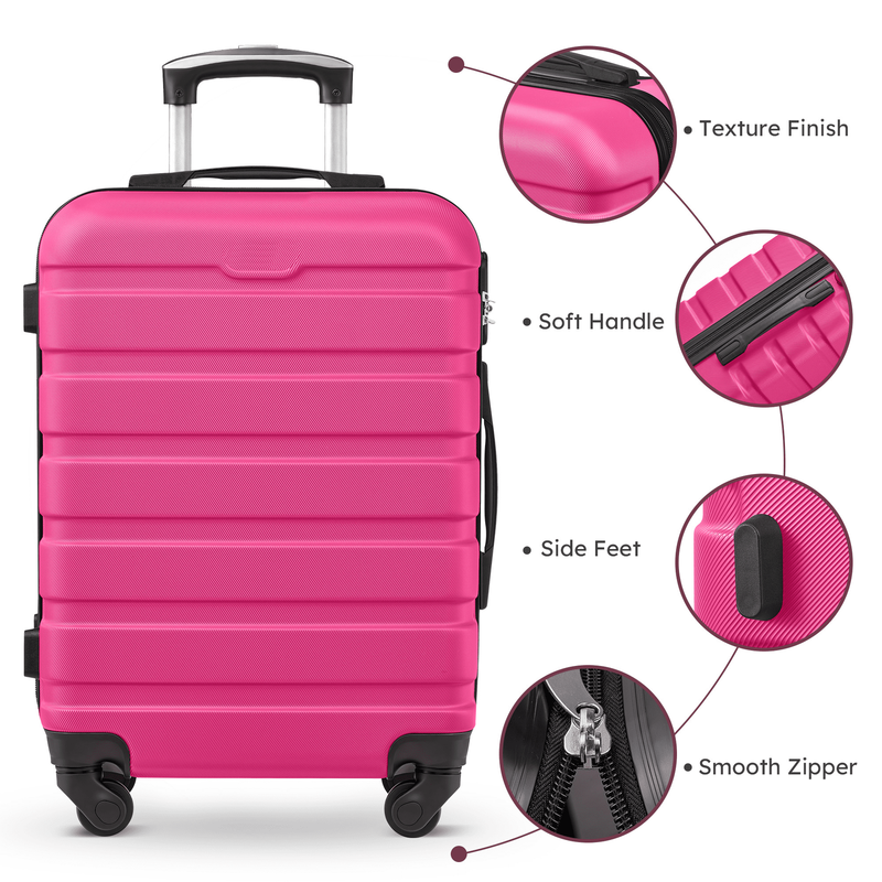 4 Piece Luggage Set Hardside Spinner Suitcase 16 20 24 28 Inch  Rose Red3