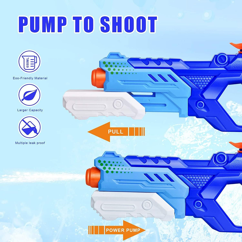 3 Pack Water Guns 600CC Super Blaster Soaker Pool Beach Outdoor Toy Blue3