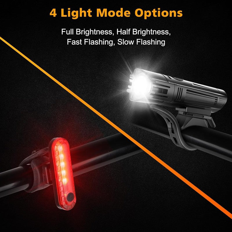 Ultra Bright USB Rechargeable Bike Light Set Front & Rear 4 Modes Easy Install4