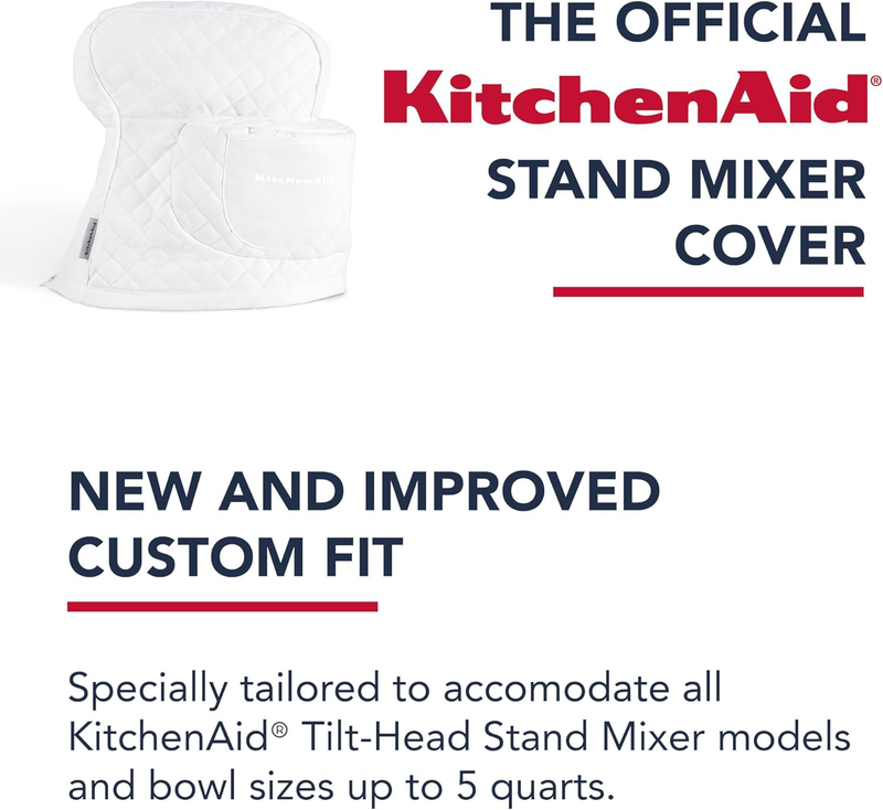 KitchenAid Tilt Head Stand Mixer Cover Quilted Cotton Storage Pocket White6