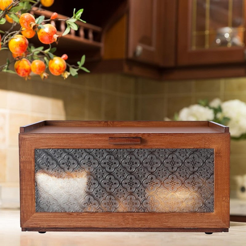 Vintage Retro Brown Bread Box Kitchen Countertop Bread Storage Box4