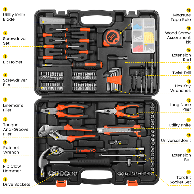 171 Piece Socket Wrench Auto Repair Tool Combination Package 1/4" Ratchet Wrench3