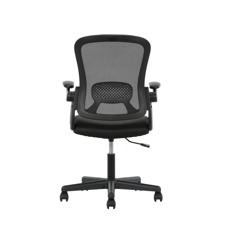 Ergonomic Mesh Back Office Chair with Flip up Arms for Adults, Black Fabric, 2753