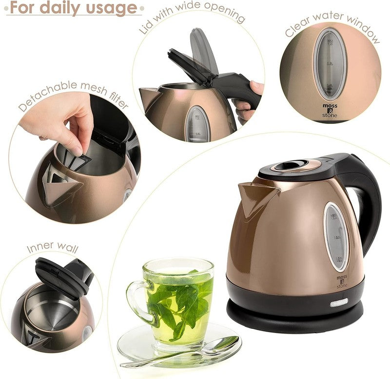 1.2L Stainless Steel Small Electric Kettle, Cordless 1500W Fast Boiling Pot, Por1