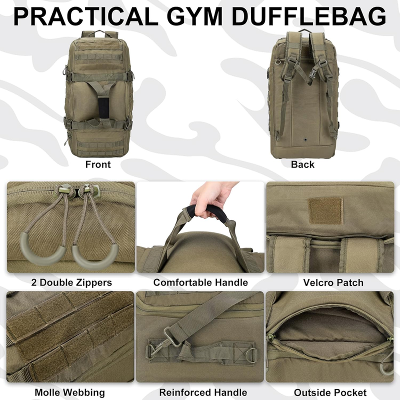 80L Travel Duffle Bag Gym Weekend Overnight Waterproof Sports Bag Green2