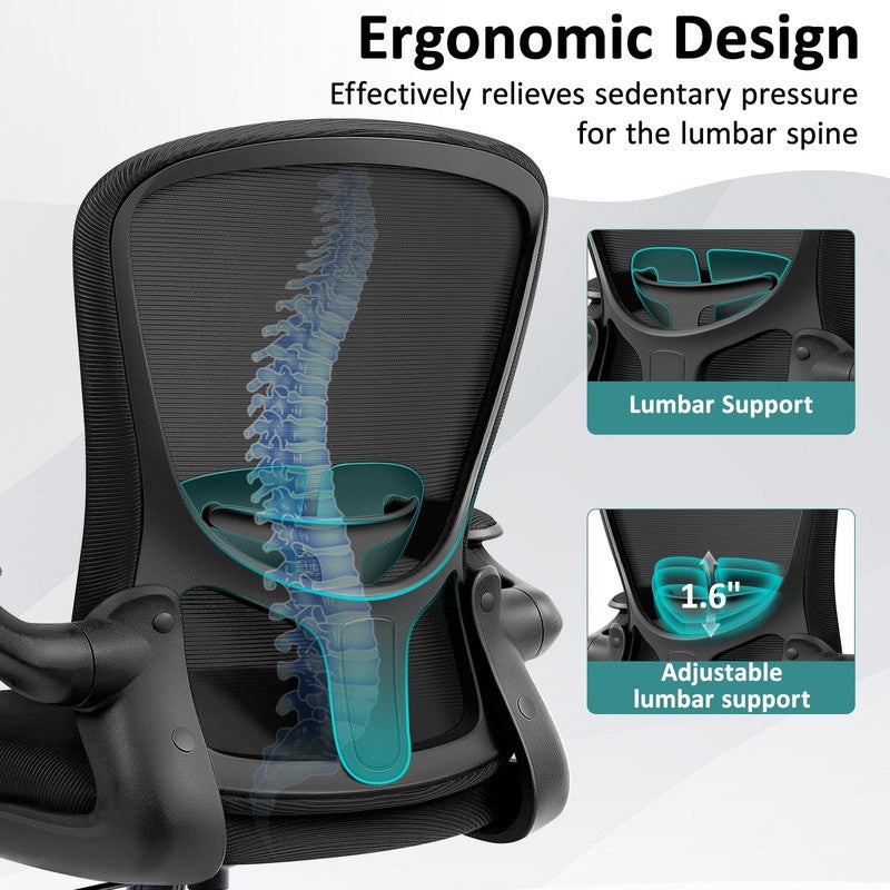 Office Chair, Ergonomic Desk Chair with Adjustable Lumbar Support, High Back Mes3