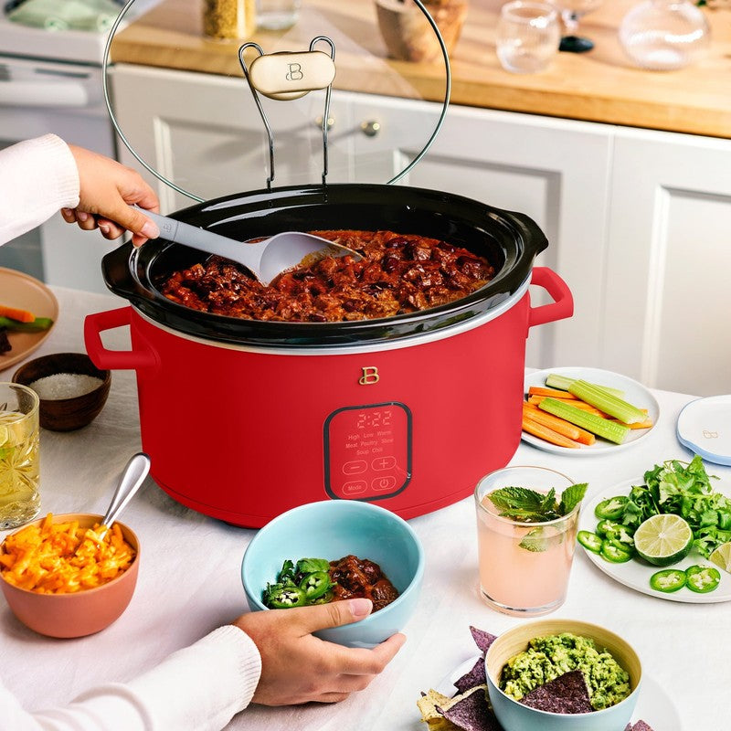 6 Qt Programmable Slow Cooker, Tomato Red by Drew Barrymore3