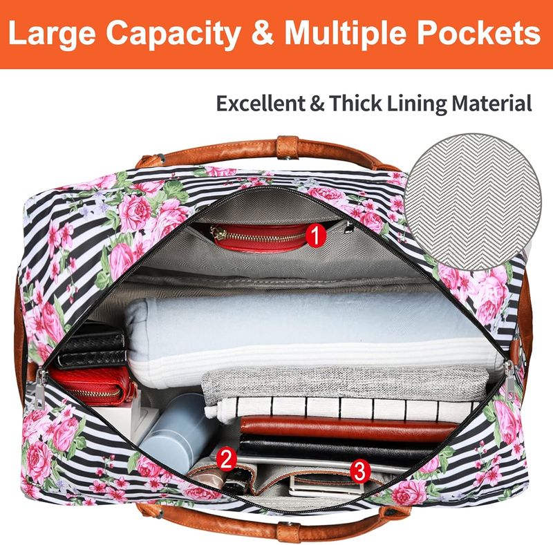 Weekender Bags for Women, 21" Weekender Travel Bag, Travel Duffle Bag with Shoe 6
