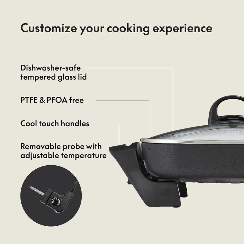 12” Electric Ceramic Titanium Skillet Non Stick Roast Fry Steam Copper/Black2