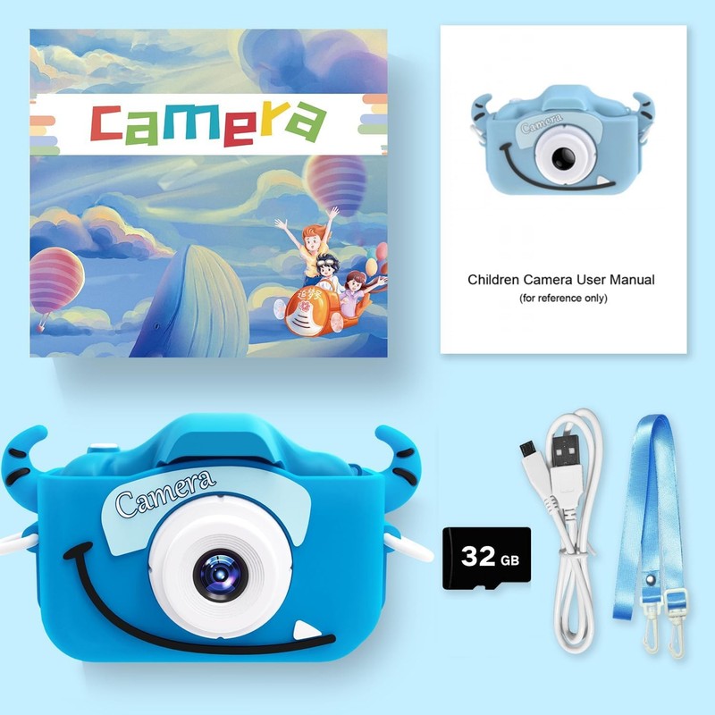Kids Digital Video Camera Toy w/ Cartoon Cover 32GB SD Card Ages 3 87