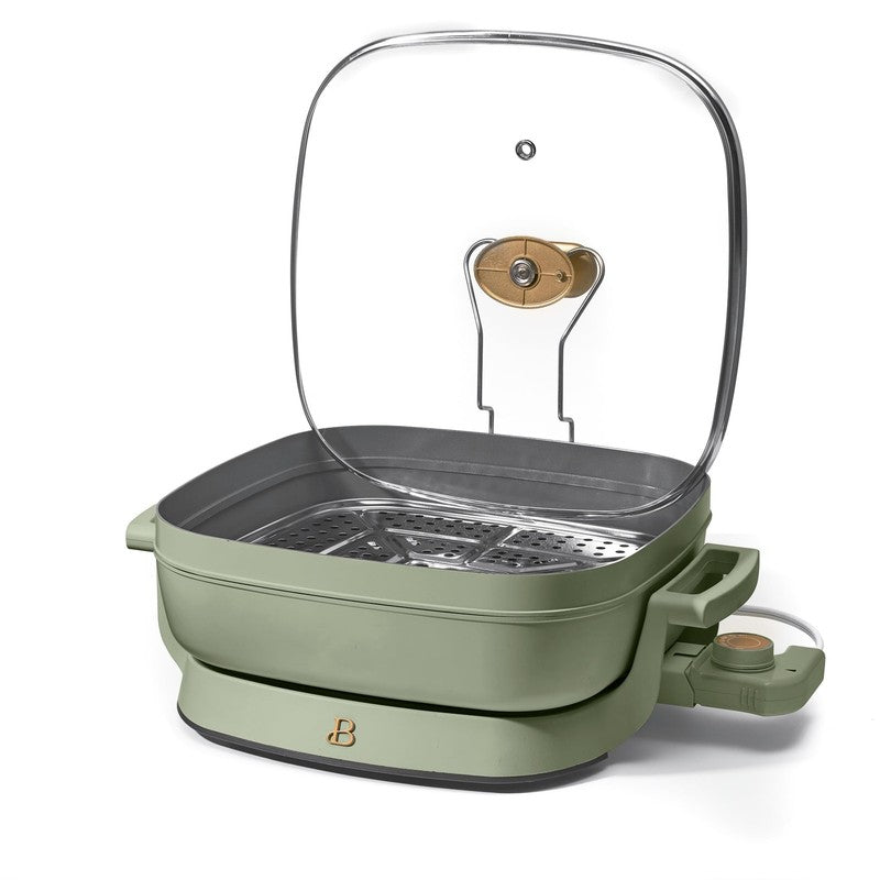 5 in 1 Electric Skillet Expandable to 7 Qt w/ Glass Lid Sage Green5