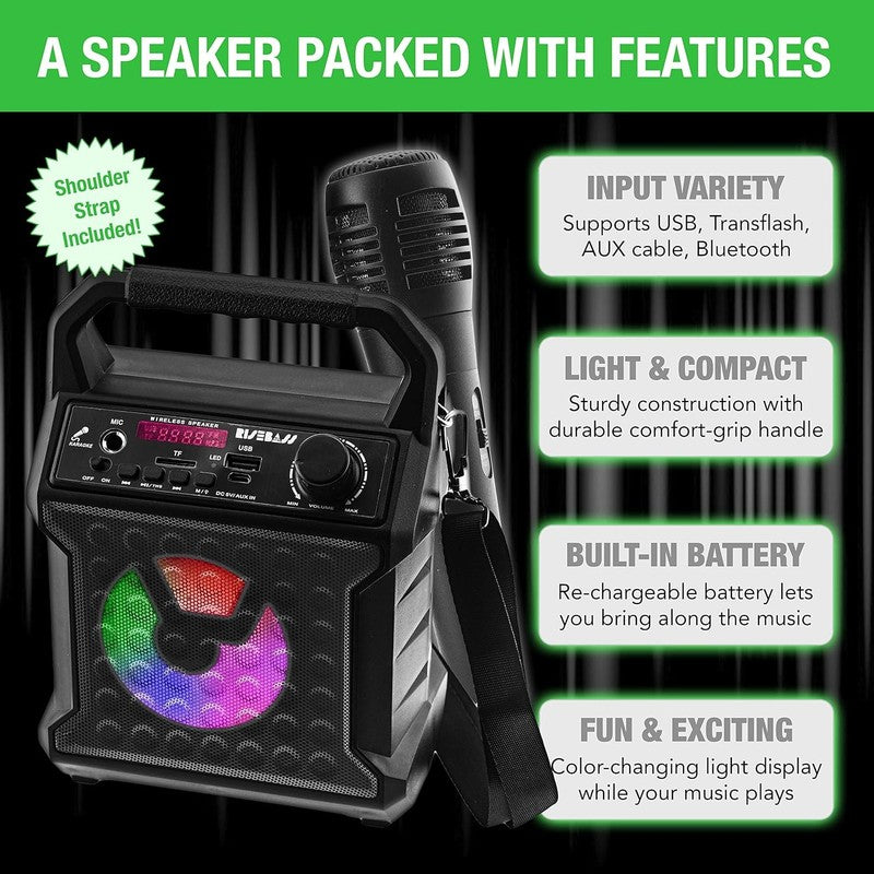 Bluetooth Karaoke Speaker w/ Mic Portable Wireless SD AUX USB Indoor Outdoor2