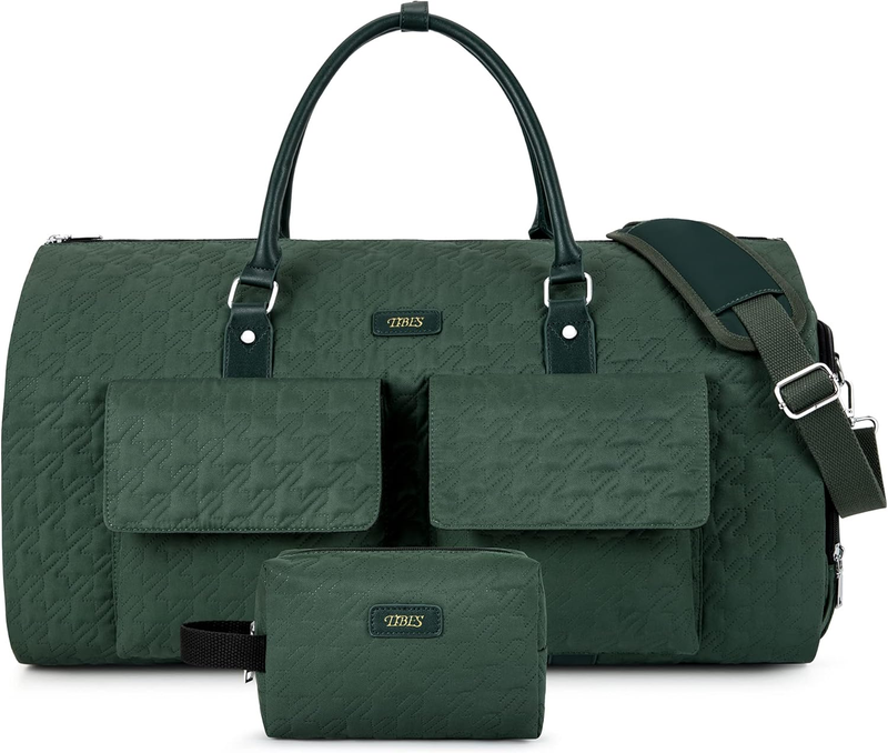 2in1 Garment Duffle Bag Green 3Pc Set Hanging Suit Travel Carry On10