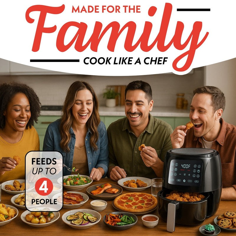 4-Qt Digital Air Fryer,Touchscreen, Compact, Dishwasher Safe, Black2