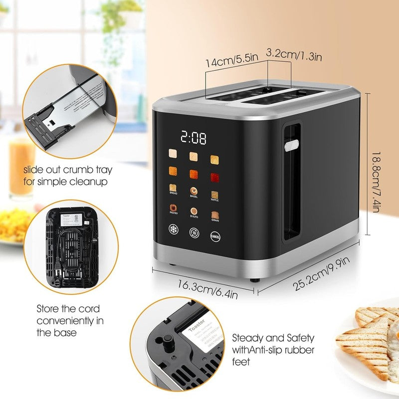 Touch Screen Toaster 2 Slice Digital Timer 6 Modes Wide Slots2