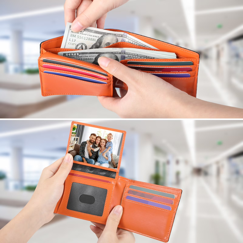 Wallet for Men, Slim Leather Rfid Blocking Mens Wallet with 2 ID Windows, Bifold2