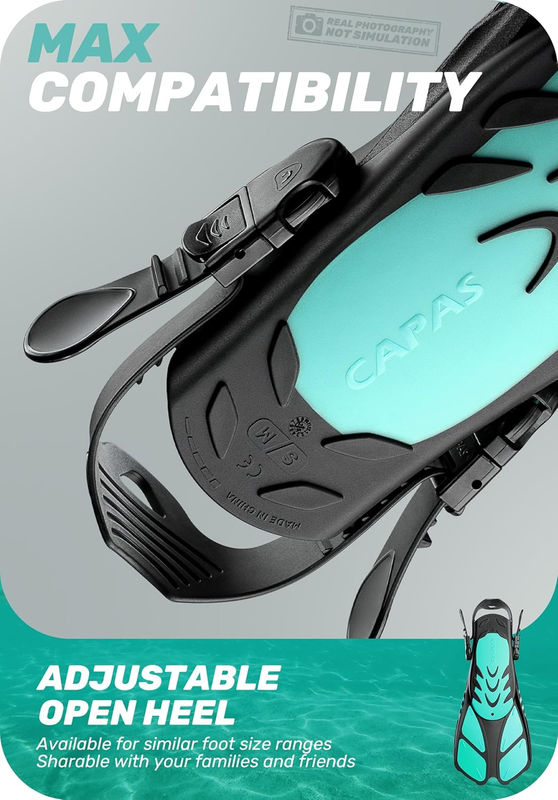 Travel Size Snorkel Fins Adjustable Open Heel Swim Fins for Diving Snorkeling4