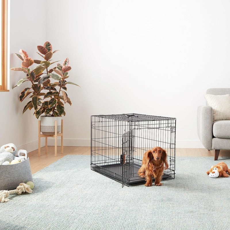 Foldable Metal Wire Dog Crate w/ Tray Single Door 30x19x21 Travel Black4