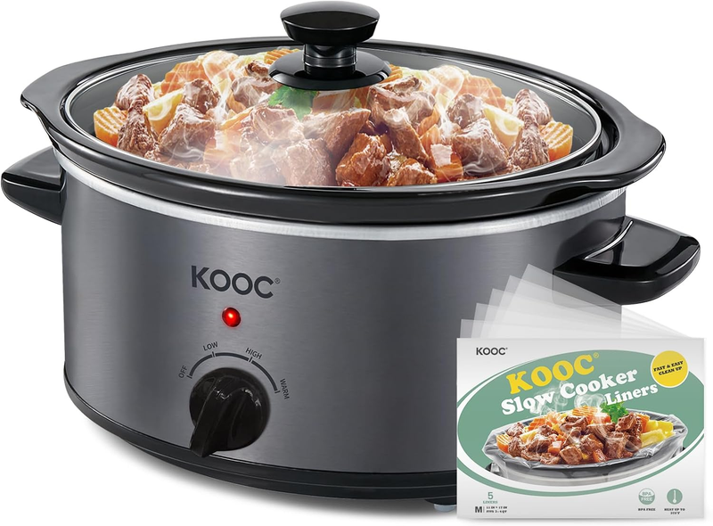 4Qt Slow Cooker 3-Setting Dishwasher Safe Ceramic Grey Ellipse Pot8