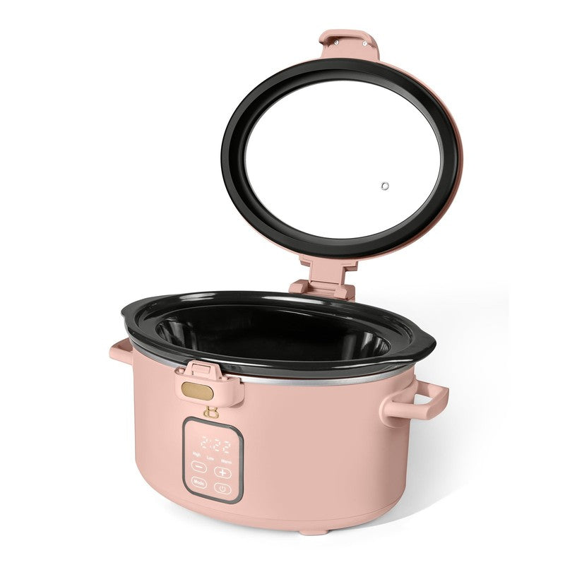 4 Qt Digital Slow Cooker with Hinged Locking Lid, Rose by Drew Barrymore5