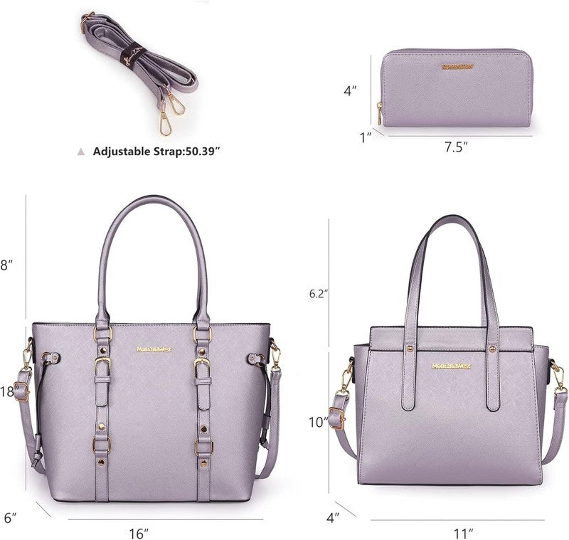 3PCS Purses for Women Tote Bag and Wallet Set Shoulder Satchel Handbags4