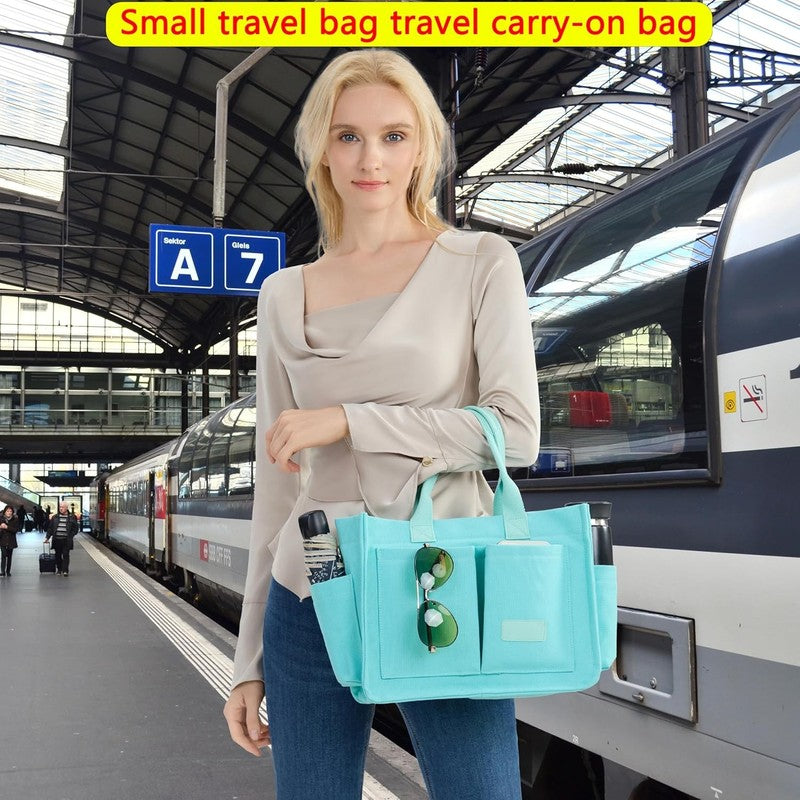 Women’s Canvas Tote Bag w/ Compartments Large Shoulder Crossbody Work Laptop7