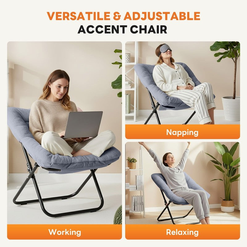 Comfy Chair for Adults, Soft Faux Fur Folding Lounge for Bedroom Living Room Dor4