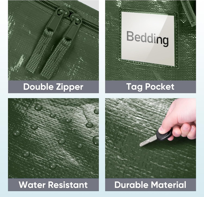 6 Pack Extra Large Heavy Duty Moving Bags Zipper Storage Totes Olive5