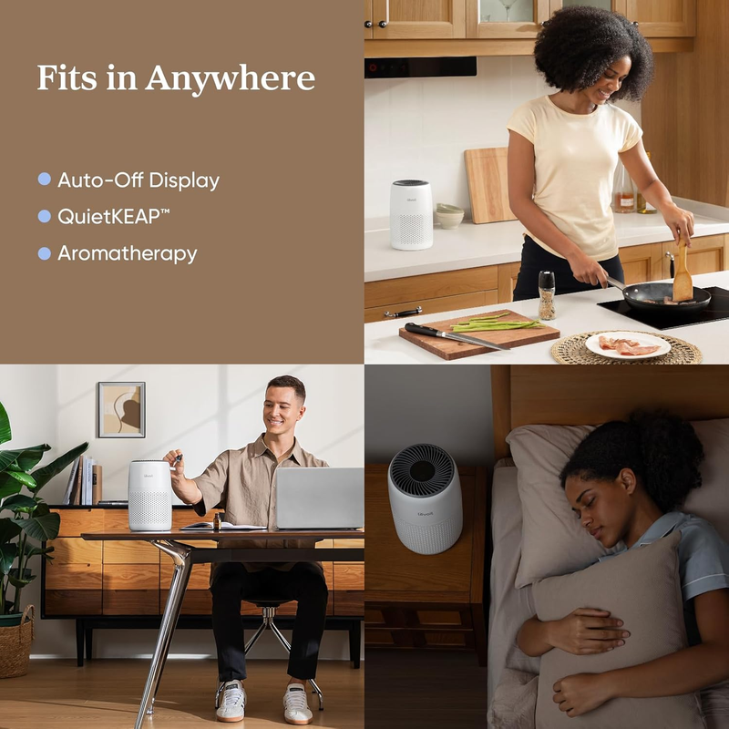 Air Purifier 3 in 1 Filter w/ Fragrance Sponge Smoke Allergies Pet Dander White3