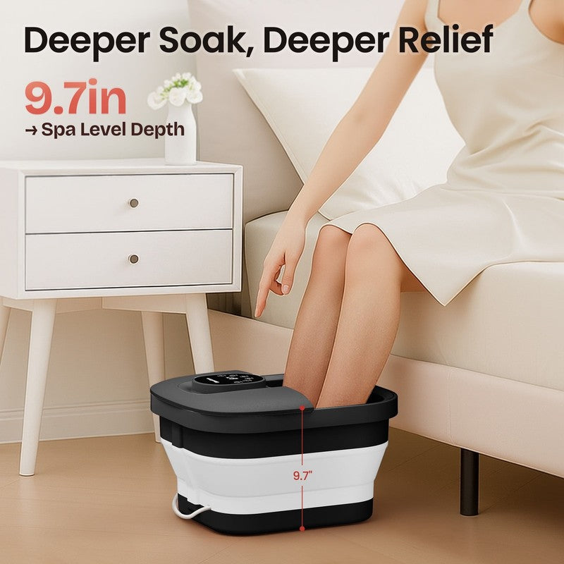 Collapsible Foot Spa with Massager and Heat, Foot Spa Massager with Bubble Heat,1