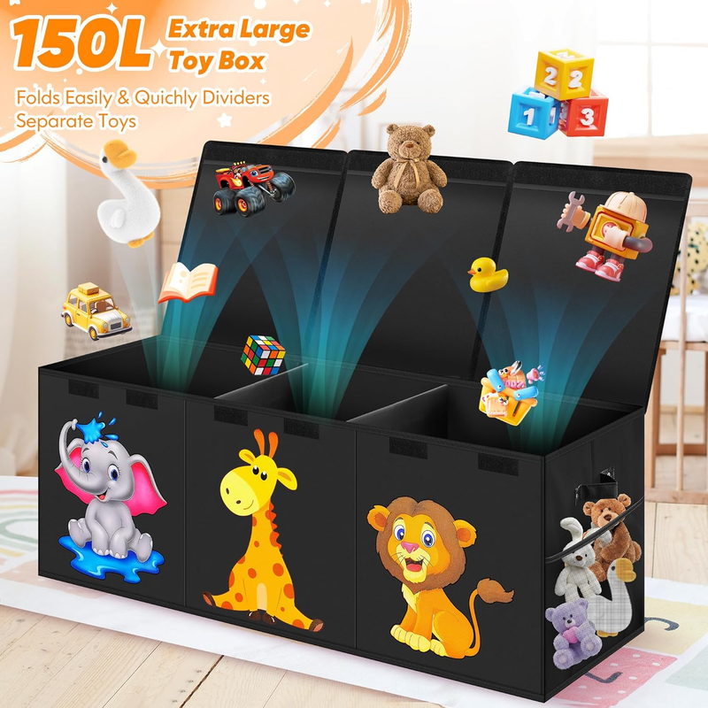 Extra Large Toy Box Collapsible Cute Animals Storage Bin Kids Organizer1