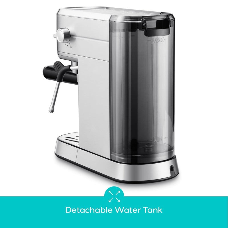 20 Bar Espresso Machine with Milk Frother 34Oz Water Tank Silver Coffee Maker7
