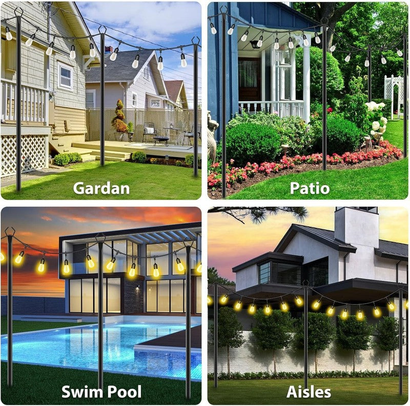 10Ft String Light Poles 4 Pack,Light Poles for outside Lights,Outdoor with Fence1