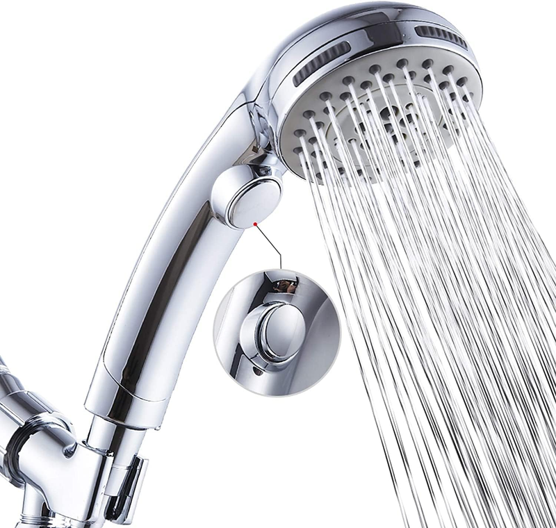 High Pressure Handheld Shower Head 6 Settings w/ Hose ON/OFF Switch Spa Chrome10