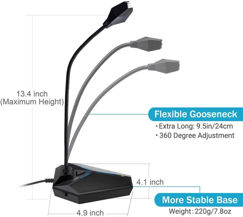 USB Computer Microphone, Plug & Play PC Laptop Mic w/ Mute Button LED, 1.8M1