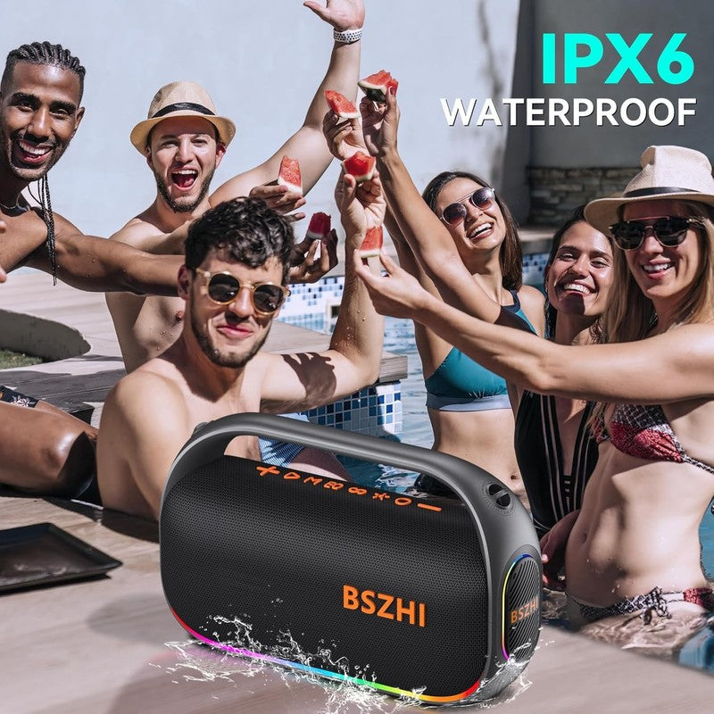 80W Bluetooth Speaker, IPX6 Waterproof, TWS, Lights, USB/TF/AUX, Portable2