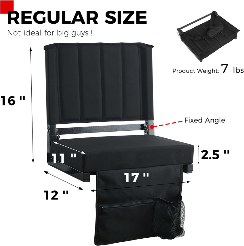 Stadium Seats w/ Back Support Padded Bleacher Chair Cushion w/ Shoulder Strap1