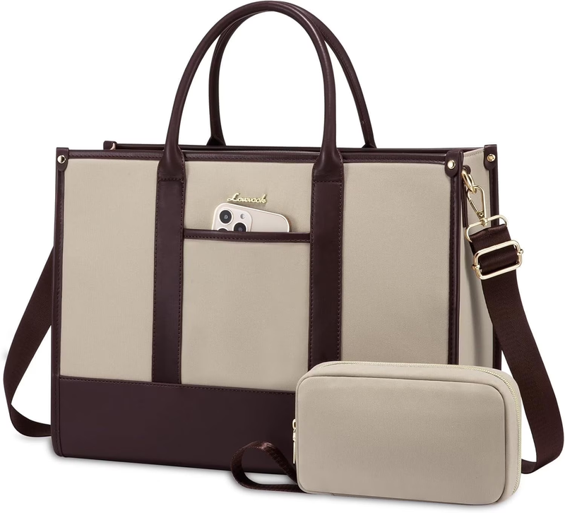 Laptop Tote Bag for Women, Lightweight Pu Leather Work Tote Bag with Clutch Purs8