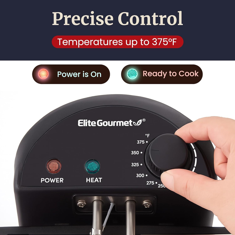 EDF434 Electric Deep Fryer 4.5 Quart Oil Capacity with Temperature Knob, 2 Baske4