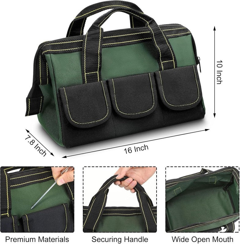 3 Pack Tool Bag 16" Waterproof Hard Bottom Heavy Duty Electrician Tote1