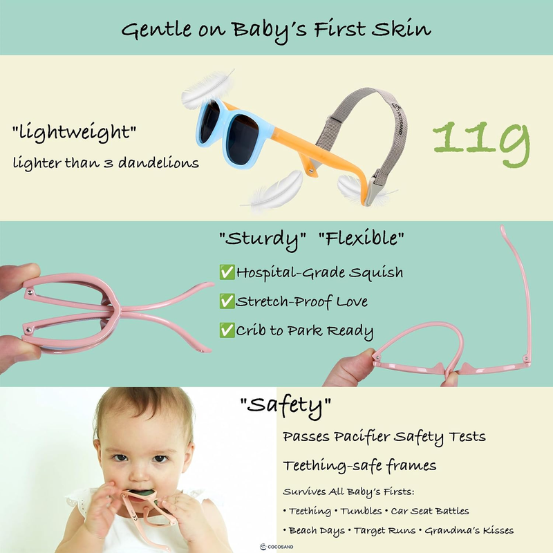 Polarized Baby Sunglasses UV400 Flexible Strap Infant Toddler 0 24 Months3