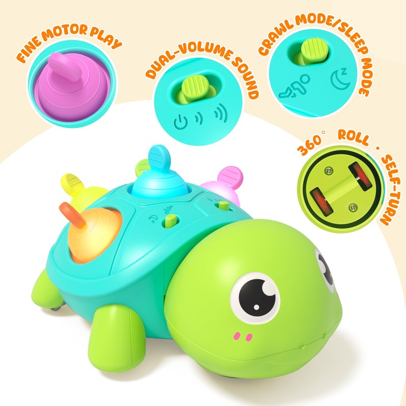 Musical Crawling Turtle Baby Toy – Light Up Tummy Time & Sensory Development Cra4