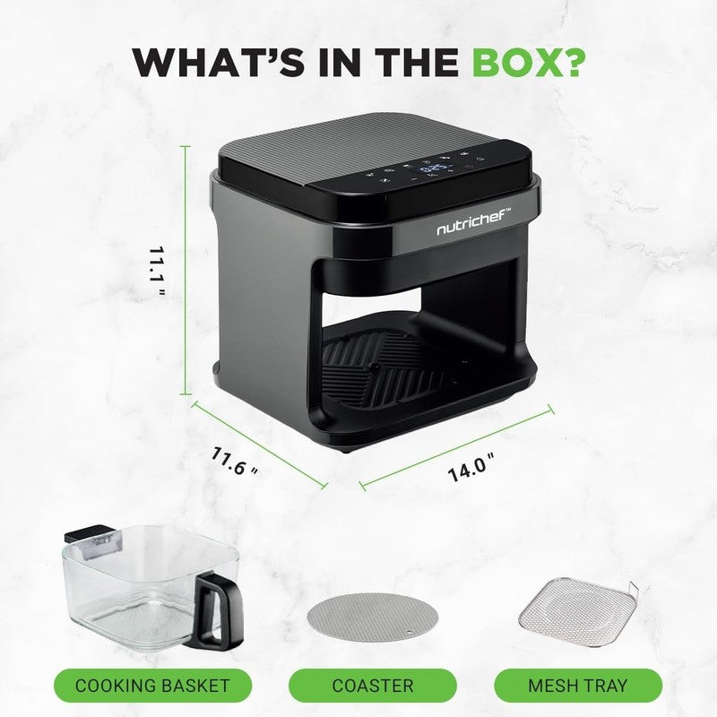 5.8Qt Air Fryer 8-in-1 w/ Transparent Bowl Precise Temp Control Grey5