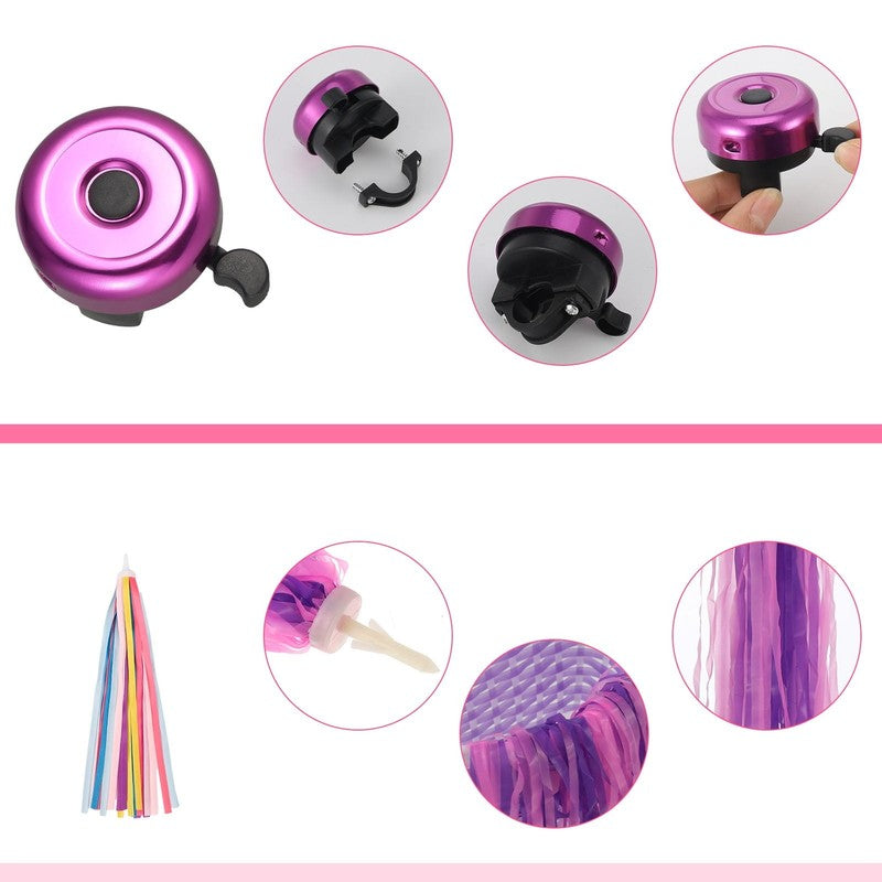 5Pcs Girl'S Bicycle Basket Streamers Set, Kid'S Bicycle Basket, Bike Bell and St6