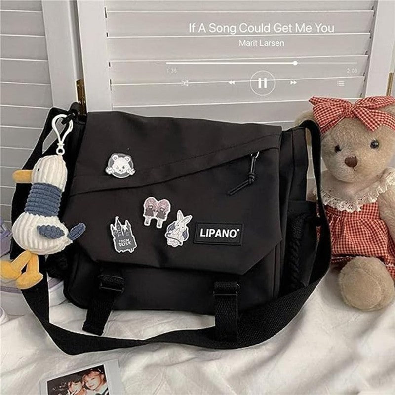 Aesthetic Crossbody Bag Cute Pins Nylon Messenger Japanese Kawaii Shoulder Bag7