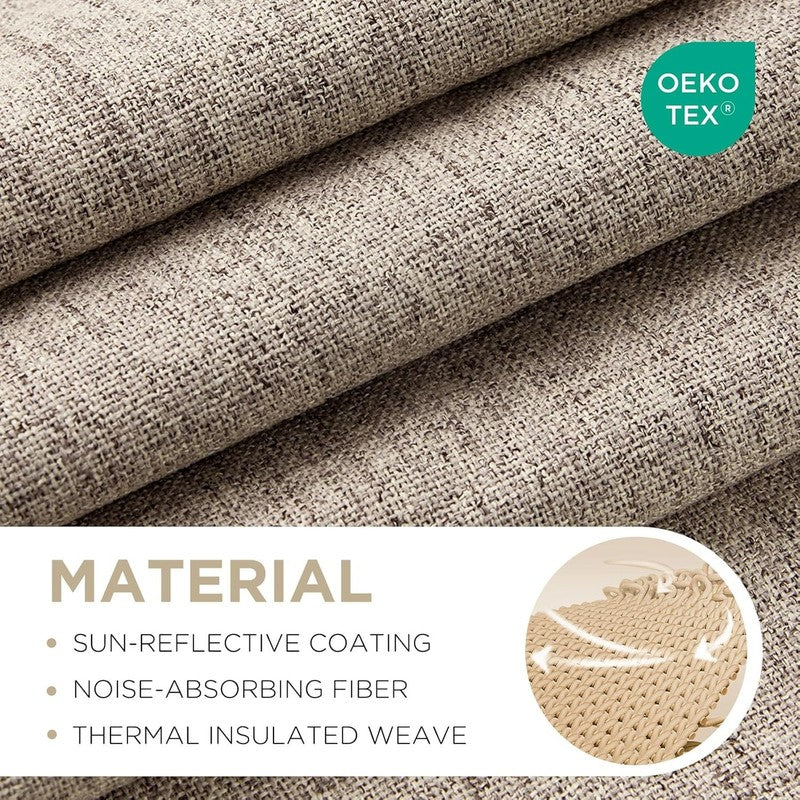 Blackout Curtains for Bedroom   Nature Linen 84 Inch Long 100% Light Blocking 2 2