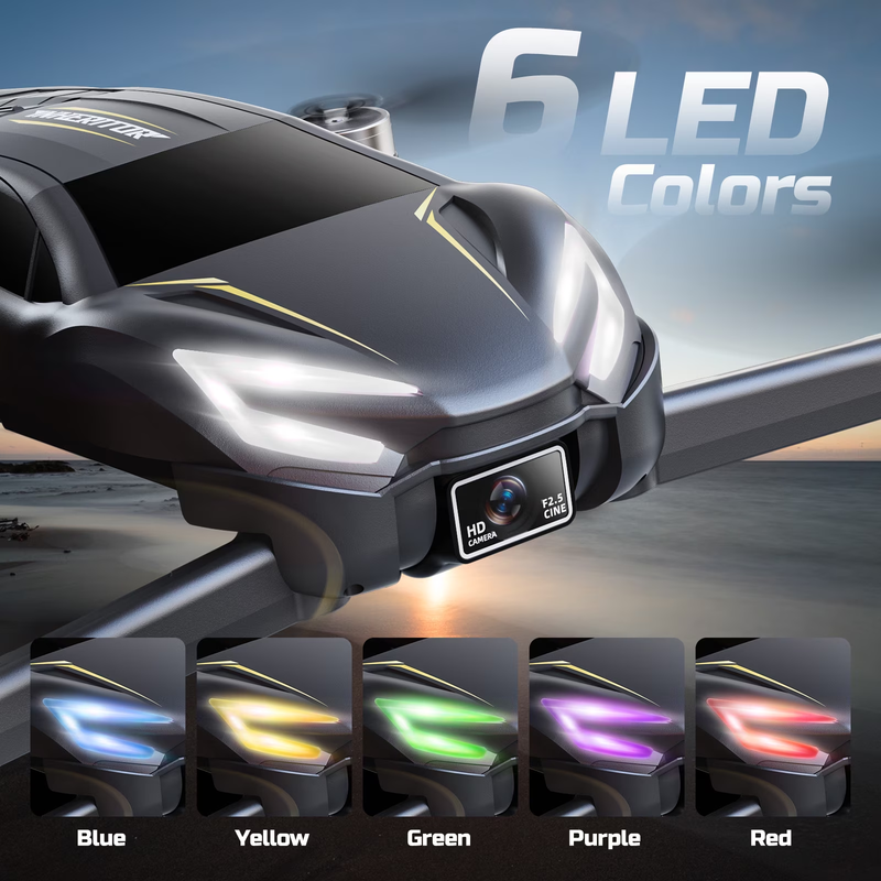 D12 2 in 1 Racing Car Drone w/ Camera LED Lights 2 Batteries Gray for Kids3