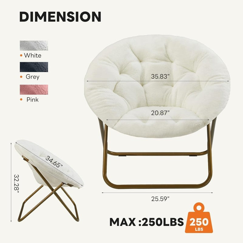 Saucer Chairs, Comfy Folding Cozy Faux Fur Living Room Reading Lounge Chair with1