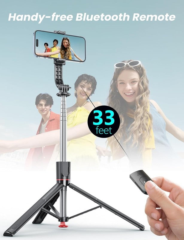 67'' Selfie Stick Tripod w Light Wireless Remote Extendable Phone Stand Black4
